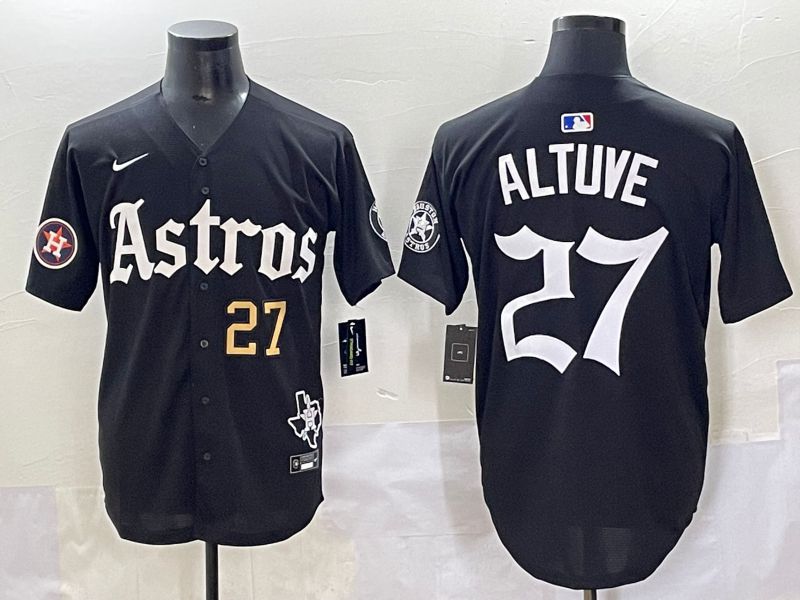 Men 2025 Houston Astros #27 Altuve Black Five generations Joint Name Nike MLB Jersey style 3